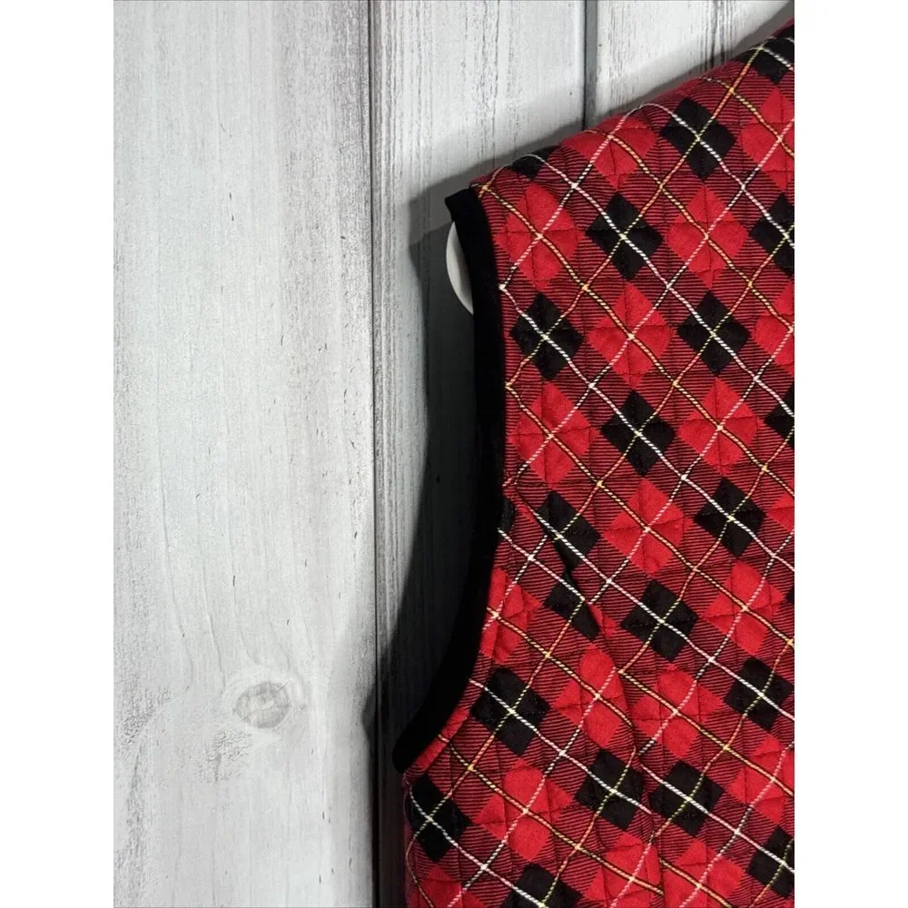 Vintage HOWARD WOLF DALLAS Red‎ Black Plaid Quilted Vest & Midi Skirt Set 12